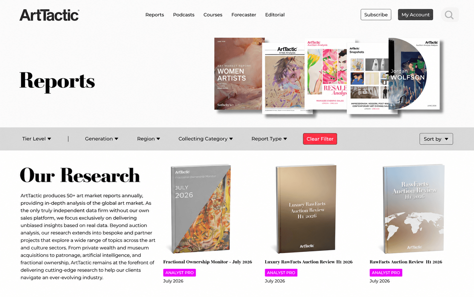ArtTactic reports page