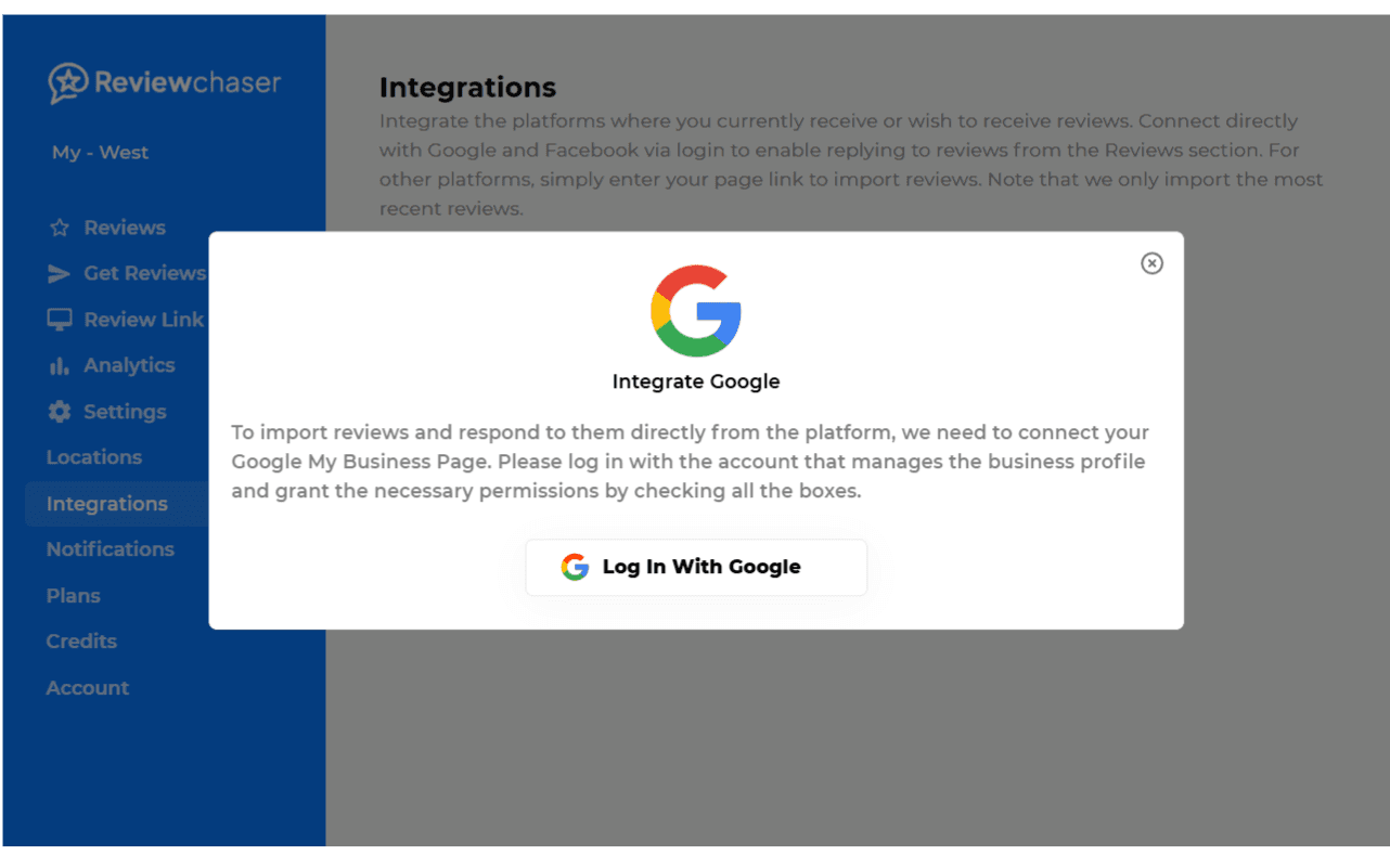 Review Chaser integrations page
