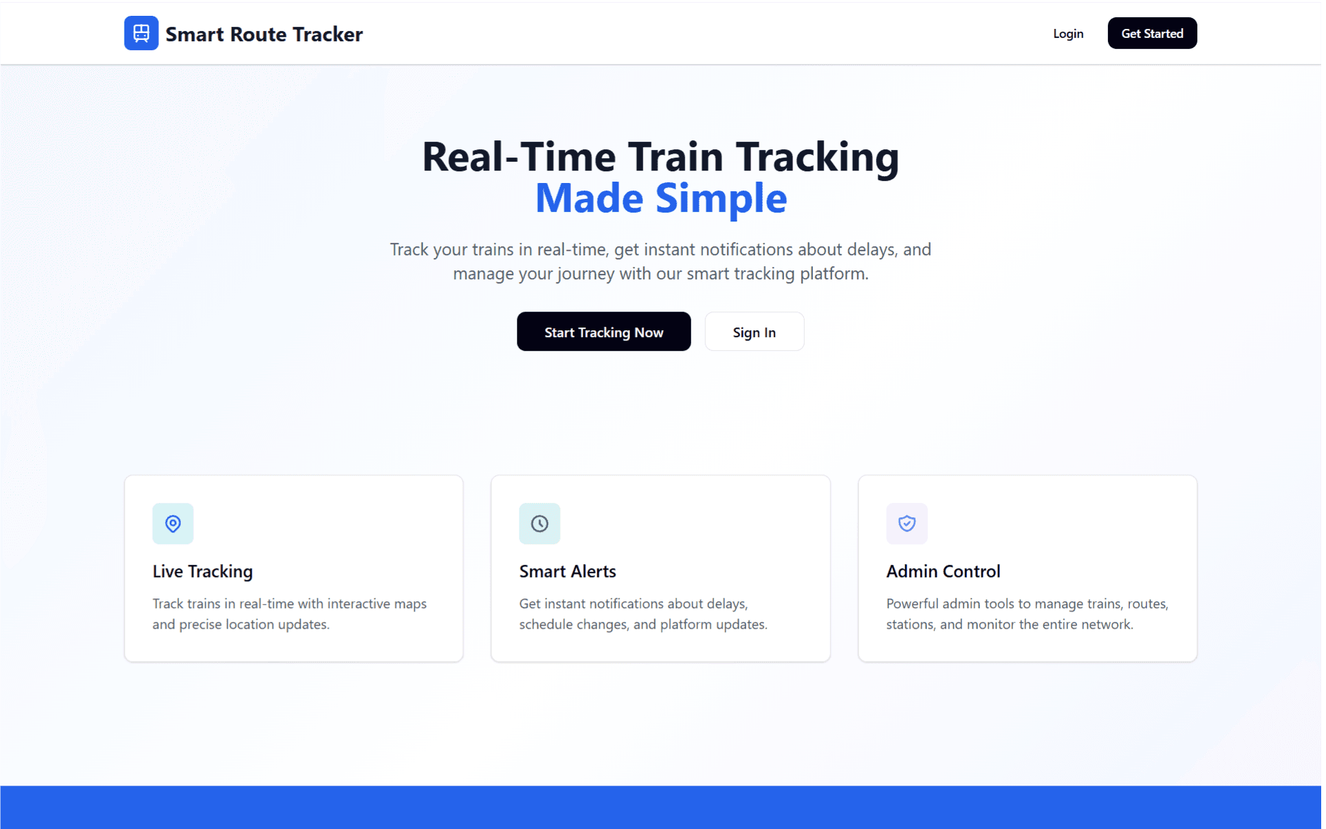 Smart Route Tracker platform screenshot